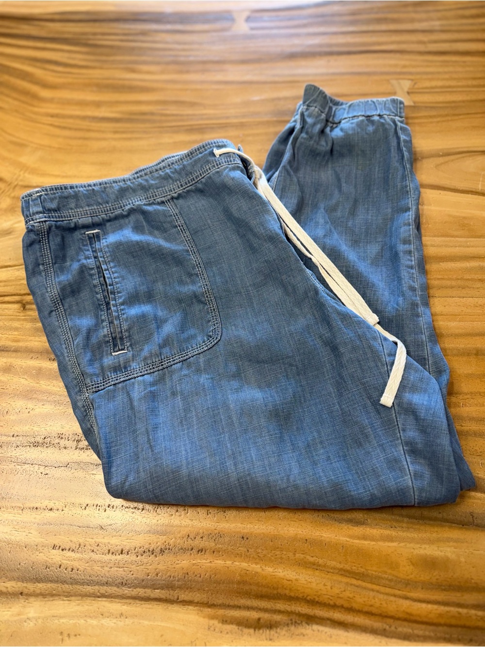 Lou & Grey Blue Denim Joggers with Drawstring XL